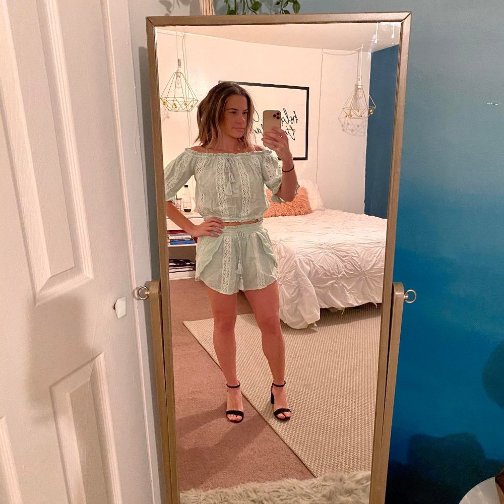 American Eagle Light Blue Matching Short Set EUC